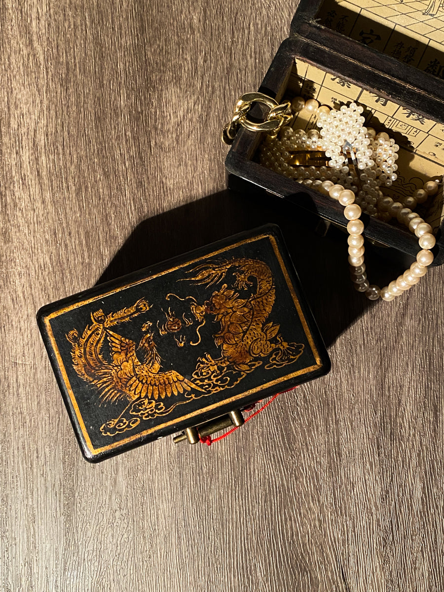 Oriental Chinese Wooden Box – Dragon & Phoenix (Vintage)