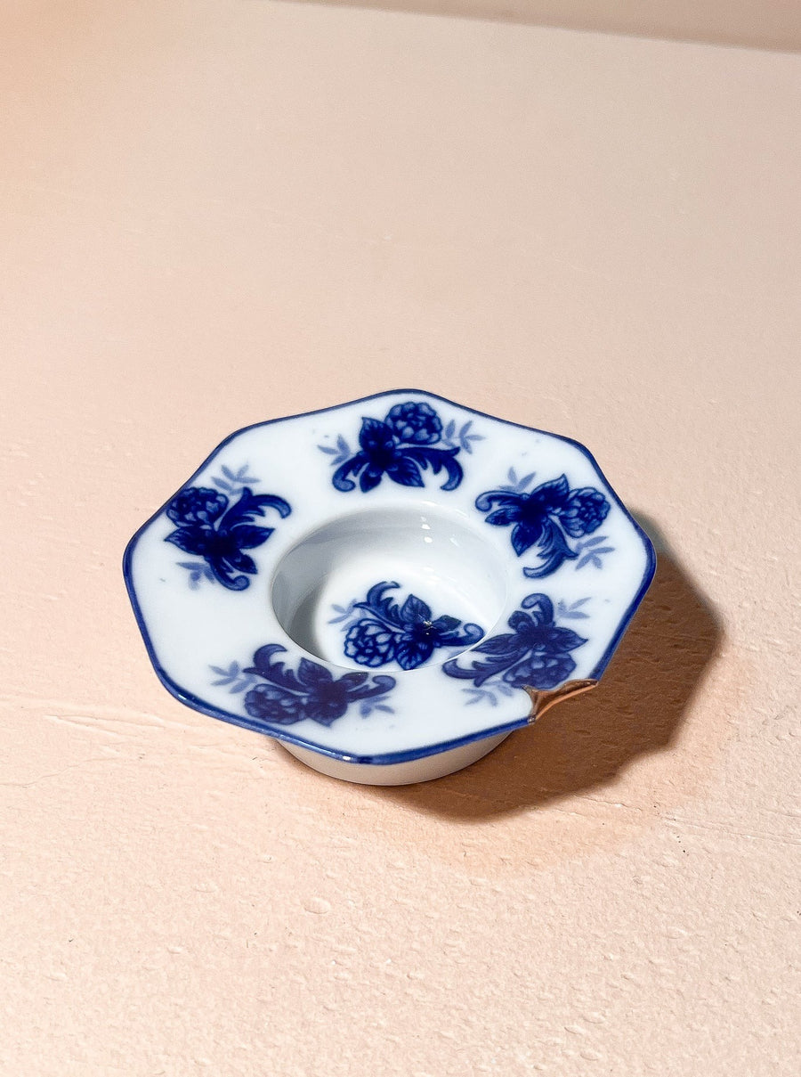 Kintsugi Blue & White Porcelain Tealight Candle Holder 03